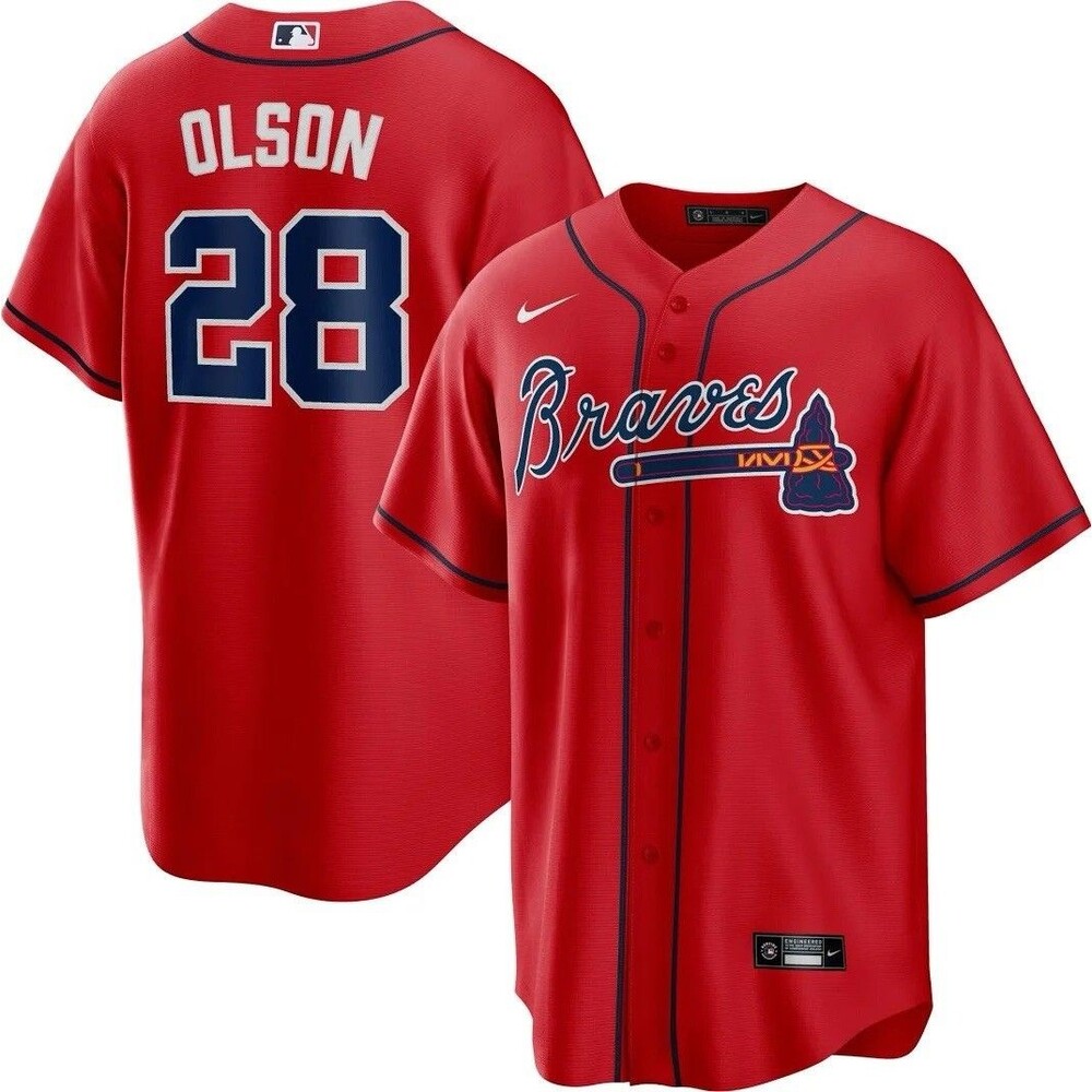 Nike Atlanta Braves Matt Olson #28 Jersey Medium Mens Unisex Red Cool Base NWOT